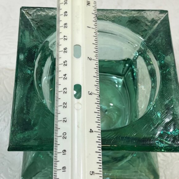 VTG Vidrios San Miguel 100% Recycled Glass Candle Holder Green Heavy - Picture 7 of 9